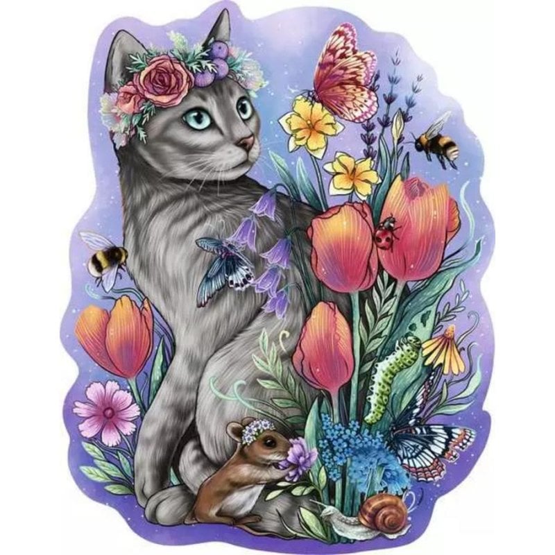 Puzzle en bois Ravensburger Chat de printemps 150 pièces