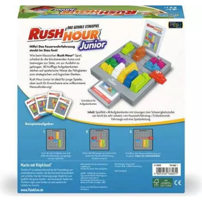ThinkFun 76603 76603 Rush Hour Junior Le célèbre Jeu de logique pour Enfants à partir de Le Jeu de Rangement pour garçons et Filles