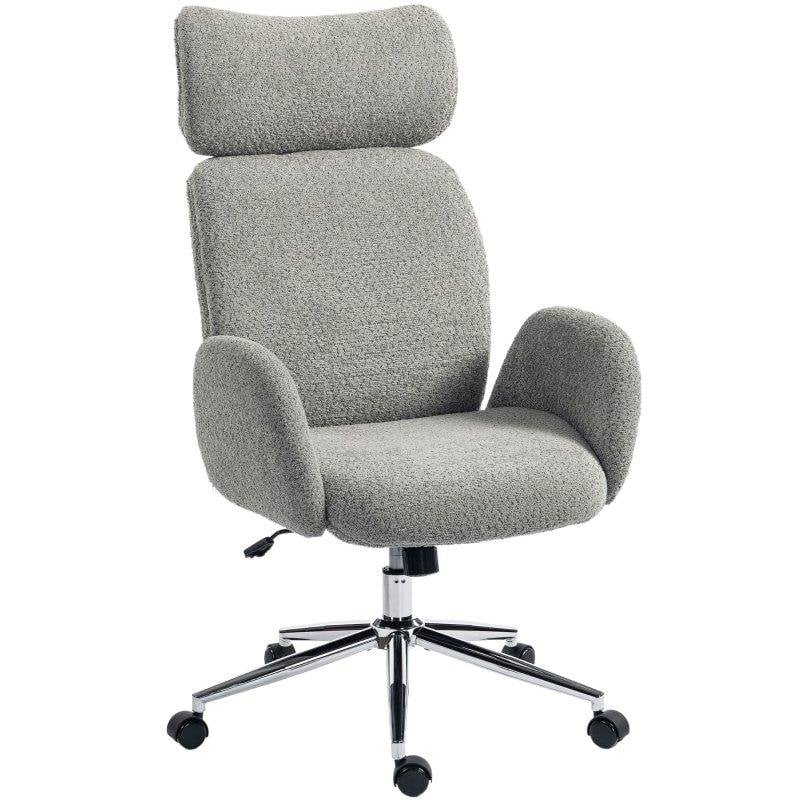 Silla de oficina Rolipo ergonómica con reposacabezas ajustable, función de balanceo y altura ajustable gris oscuro