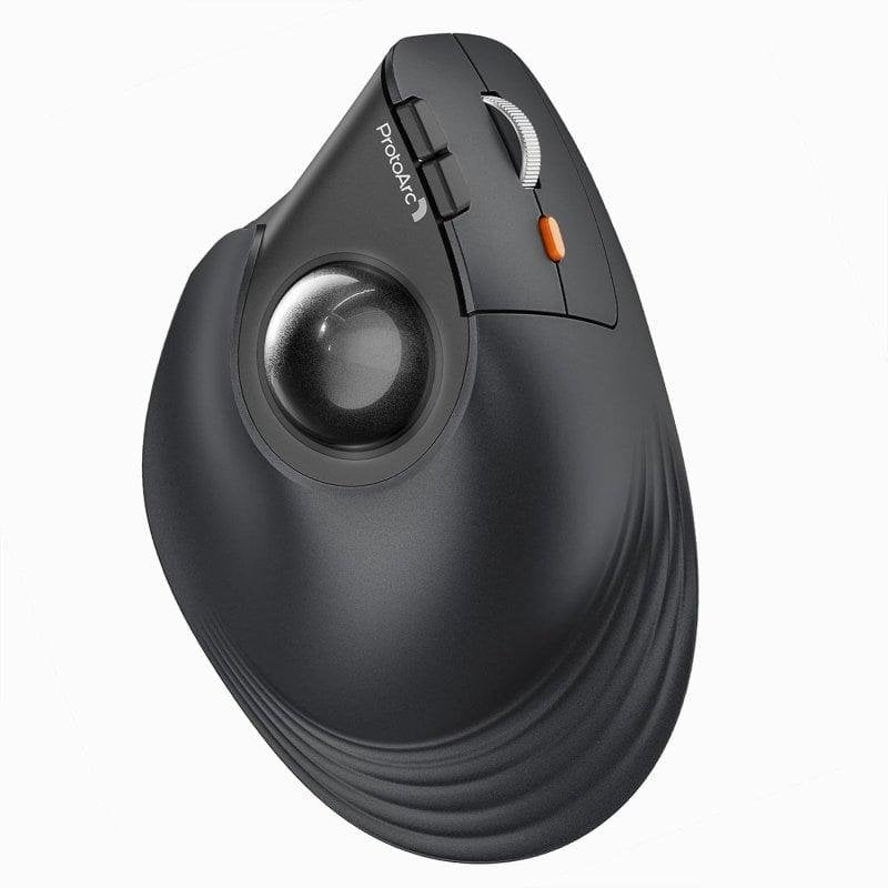 Mouse Protoarc EM05 NL Trackball Ergonomico Wireless Bluetooth 1600DPI Nero Grigio
