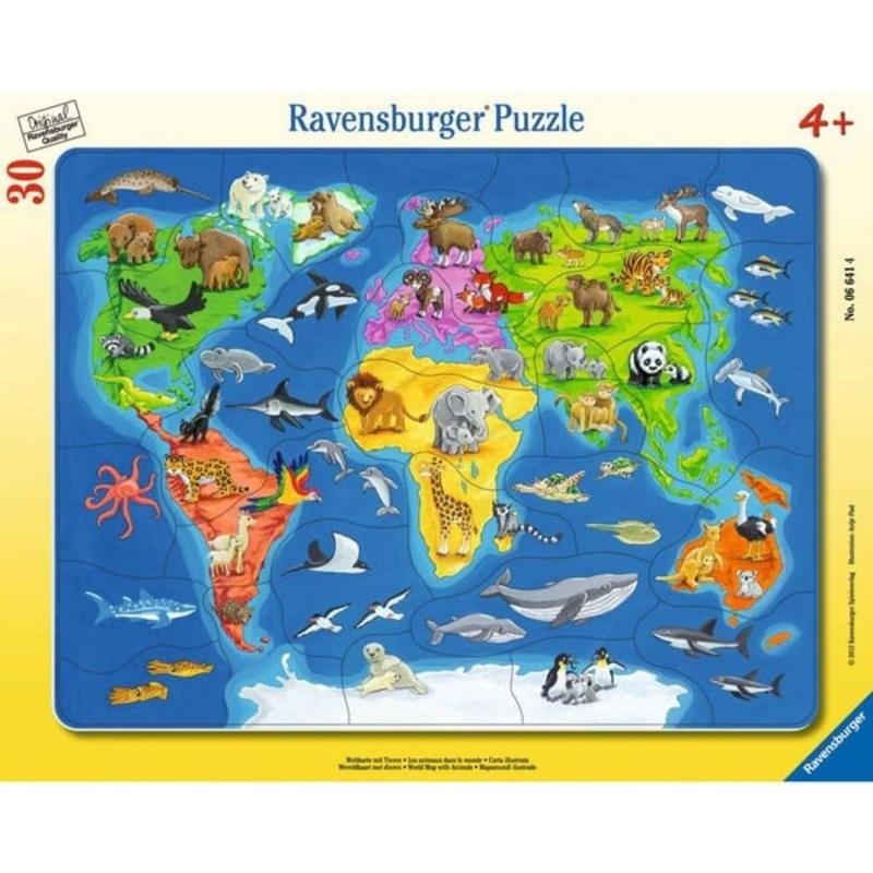 Puzzle cadre : 30 pièces : Les animaux dans le monde Ravensburger France