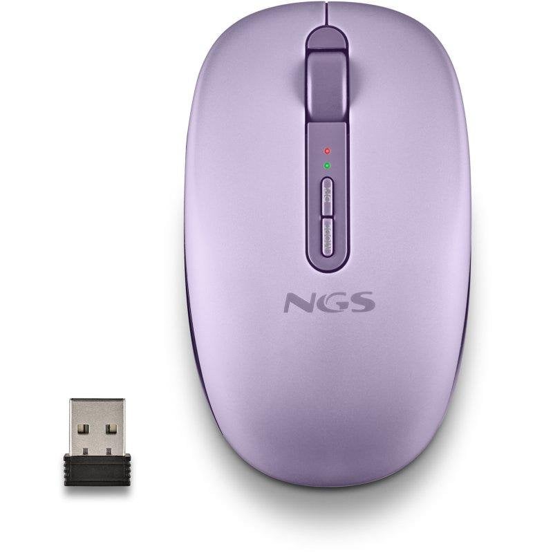 Mouse NGS Wireless Bluetooth 5.2 2.4 GHz 1600 DPI Silenzioso Viola