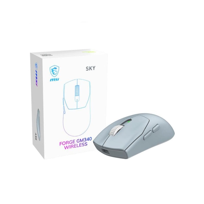 Maus MSI Forge GM340 Wireless Ambidextrisch 12000 DPI Hellblau 6 Tasten