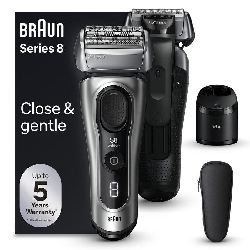 Afeitadora Facial Braun Series 8 8567cc Inalámbrica 60min Seco y Mojado Recortador Carga Rápida