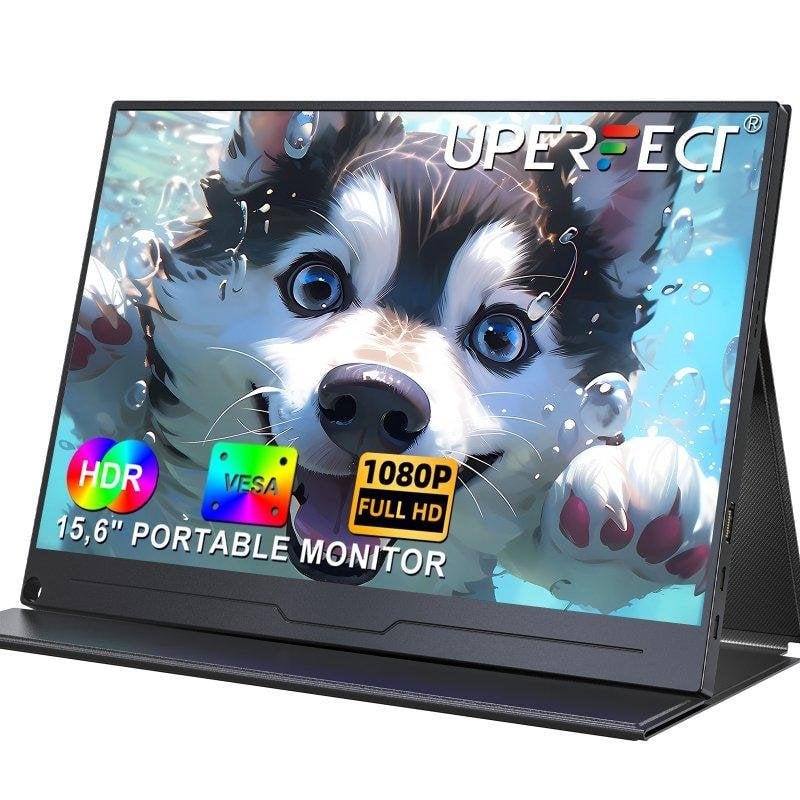 Monitor Uperfect 15,6" FullHD 60Hz IPS Tragbar 100% sRGB 1200:1 USB-C HDMI Lautsprecher