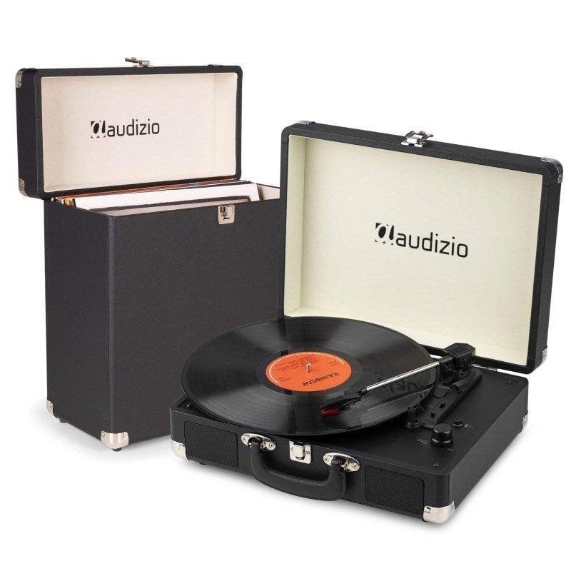 tocadiscos audizio rp116bk bluetooth mp3 usb negro con altavoces y estuche rc32