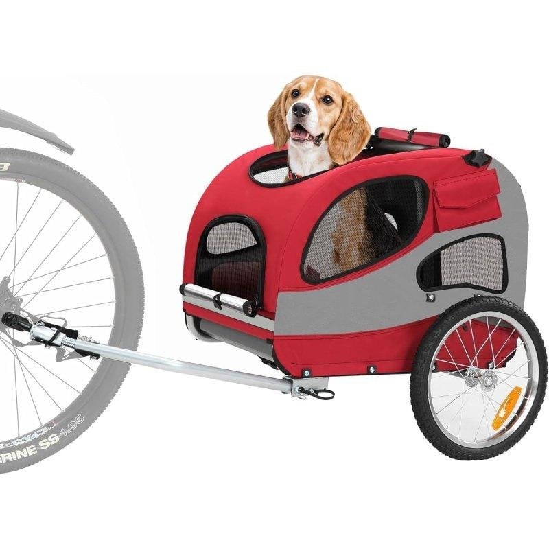 Remolque para Mascotas Sepnine 10801 Plegable Transpirable 3 Bolsillos Rojo