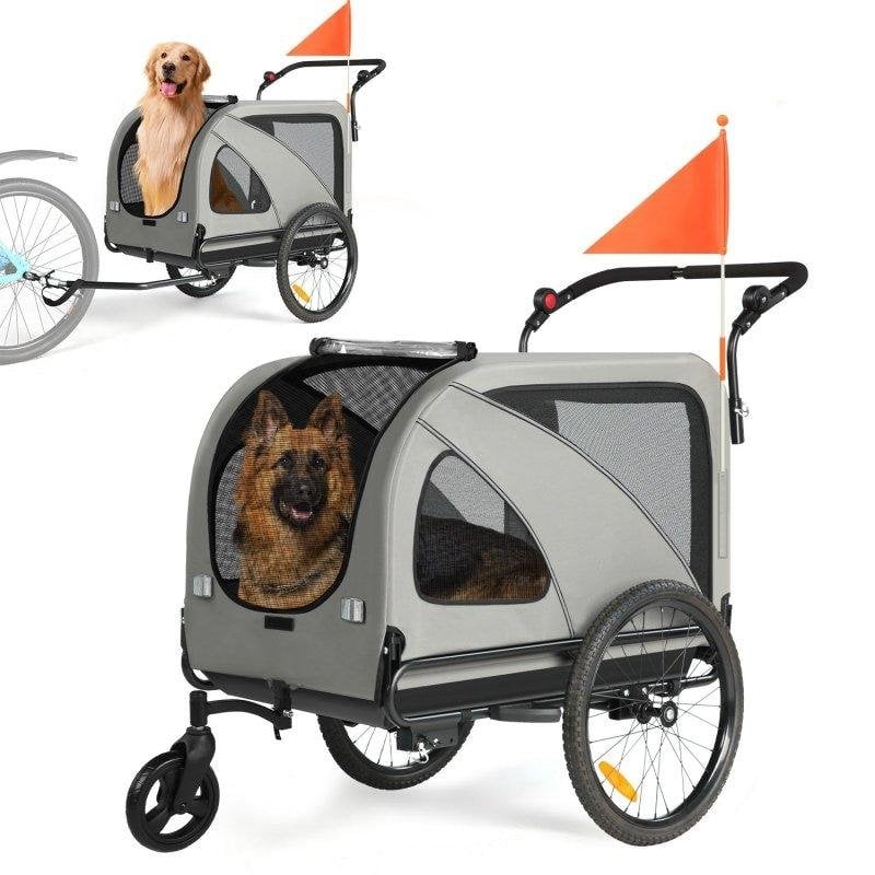 Remolque para perros Sepnine 10202ns 2 en 1 para bicicleta y footing, Max 50kg, Gris