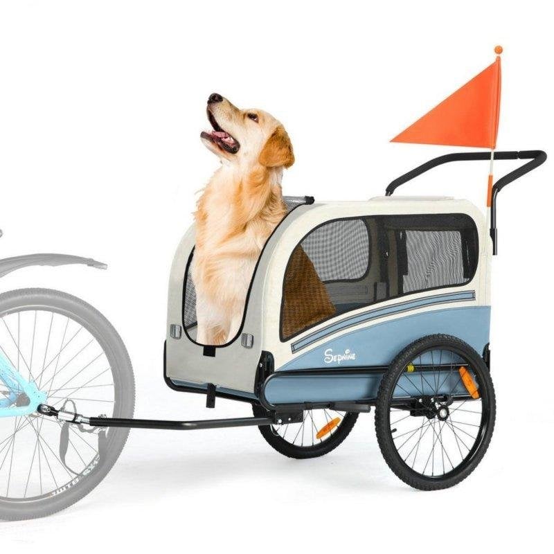 Remolque para perros Sepnine 10202ns 2 en 1 para bicicleta y footing, 50 kg, gris azul