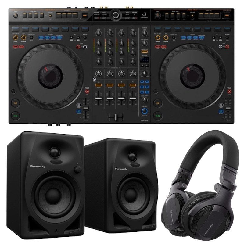 Pioneer DJ Bundle Level-Up Controladora DJ 4 Canales + Monitores de 4" + Auriculares DJ Profesional