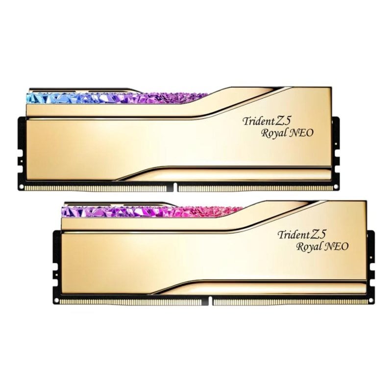 Mémoire RAM G.Skill Trident Z5 Royal Neo 32Go 2x16Go DDR5 6400MHz CL30 AMD EXPO RGB doré