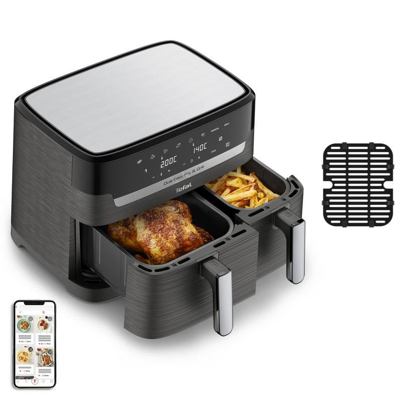 Airfryer Tefal Dual Easy Fry Grill EY905B Dubbele Mand 8,3L 2700W Touchpaneel