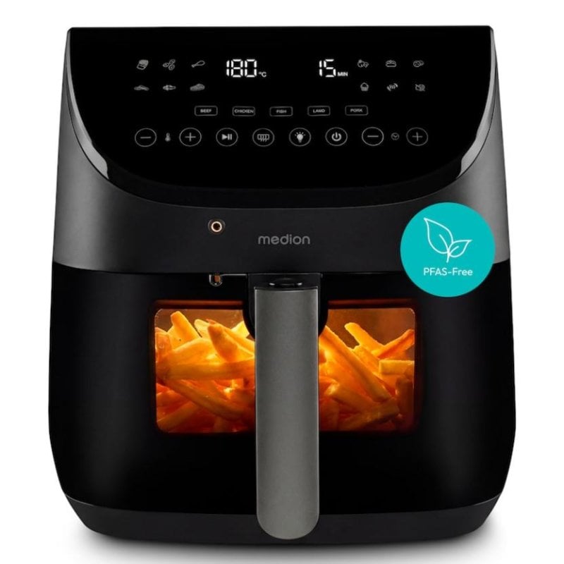 Fritadeira de Ar Medion MD 13060 6,6L 1700W 10 Programas LED Touch Preta