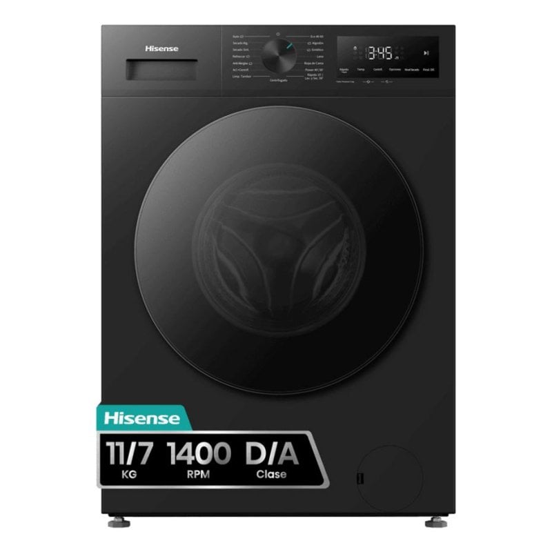 Lavasecadora Hisense 11kg A WD1I1142BBL2 con función vapor y AutoMix