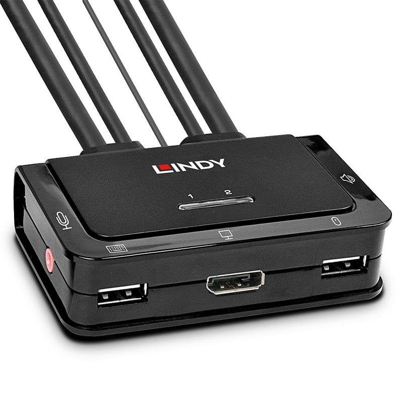 Interrupteur KVM Lindy 2 Ports DisplayPort 4K Ultra HD Montage en Rack