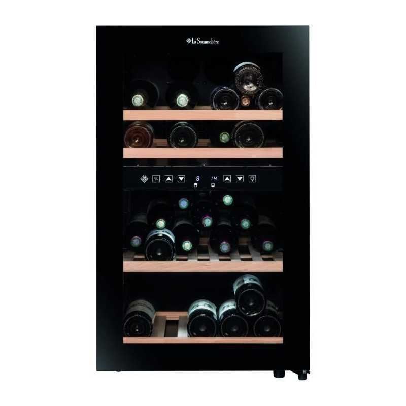 Cave De Service À Vin La Sommelière Sls45dz 45 Bouteilles, 2 Zones, Noire