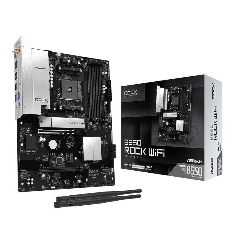 Placa Base ASRock B550 Rock WiFi B550 AM4 DDR4 ATX WiFi 6E PCIe 4.0 CrossFireX