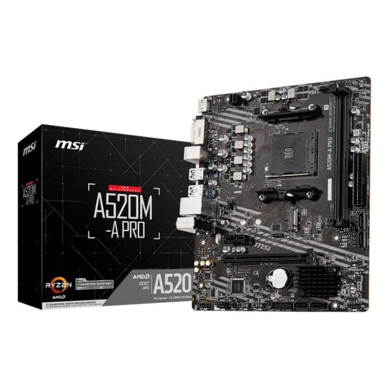 Motherboard MSI A520M-A PRO AMD A520 Socket AM4 DDR4 Micro ATX Sem WiFi