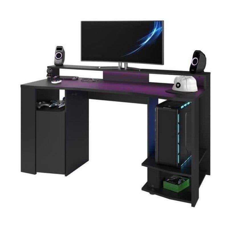 Bureau gaming LED droit 152 x P 61 5 x H 86 7 cm Grande zone de jeu GAMING - vue 2