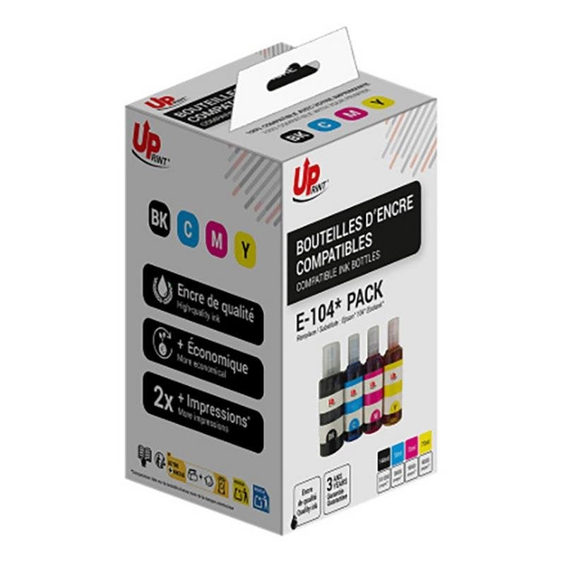 UPrint ET104UPP4 Pack de Bouteilles d'encre compatibles Epson 104 EcoTank CMJN - vue 2