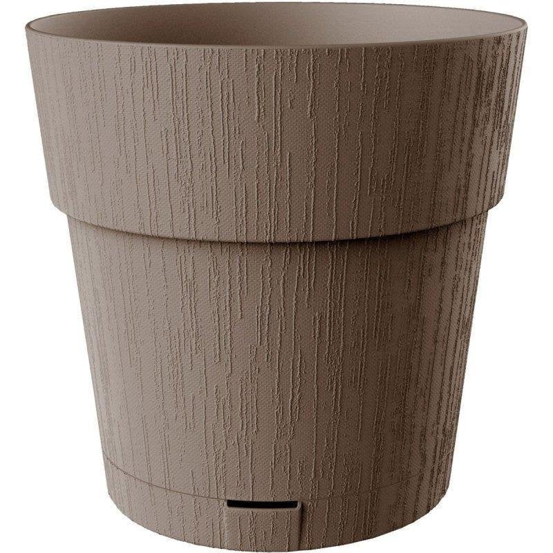 Topf Stefanplast Ethica 40 cm Wasserreservoir 2 L Grau Vertikale Holztextur