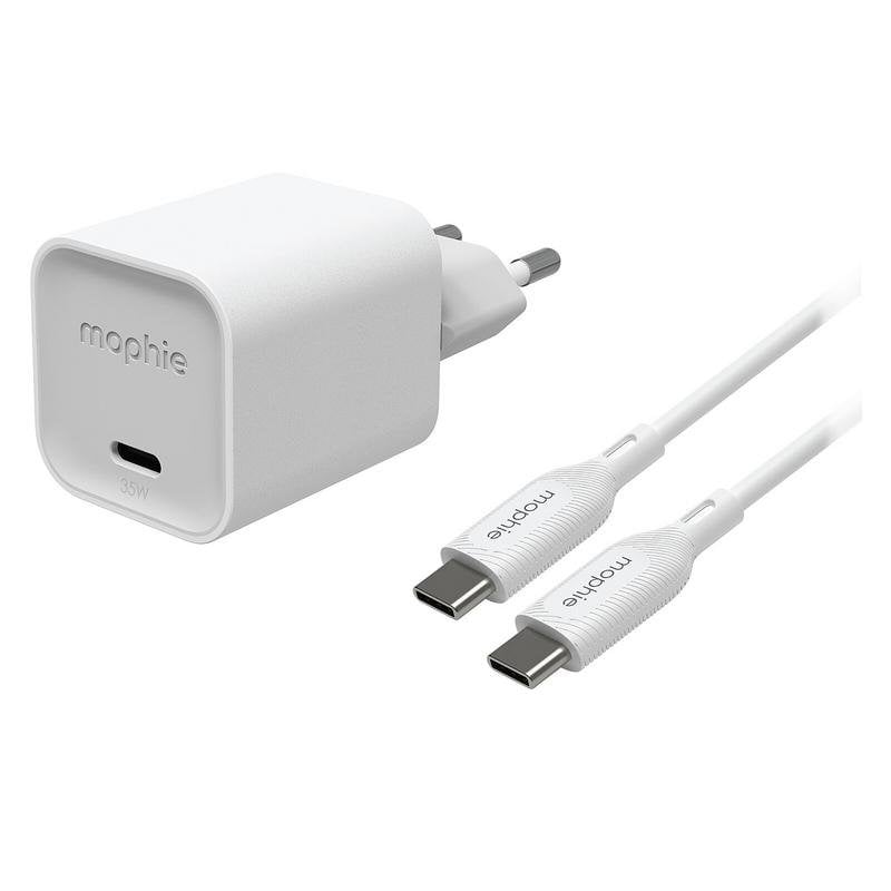 Cargador de pared Mophie 35W USB-C PD GaN con cable USB-C 1 m