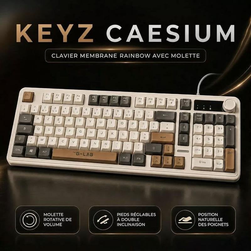 Clavier gaming filaire Azerty The G Lab Keyz Caesium Ex avec molette de volume - vue 2