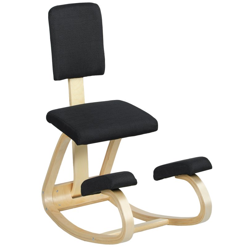 Homcom Silla Ergonómica De Rodillas Con Respaldo Marco De Madera Negro