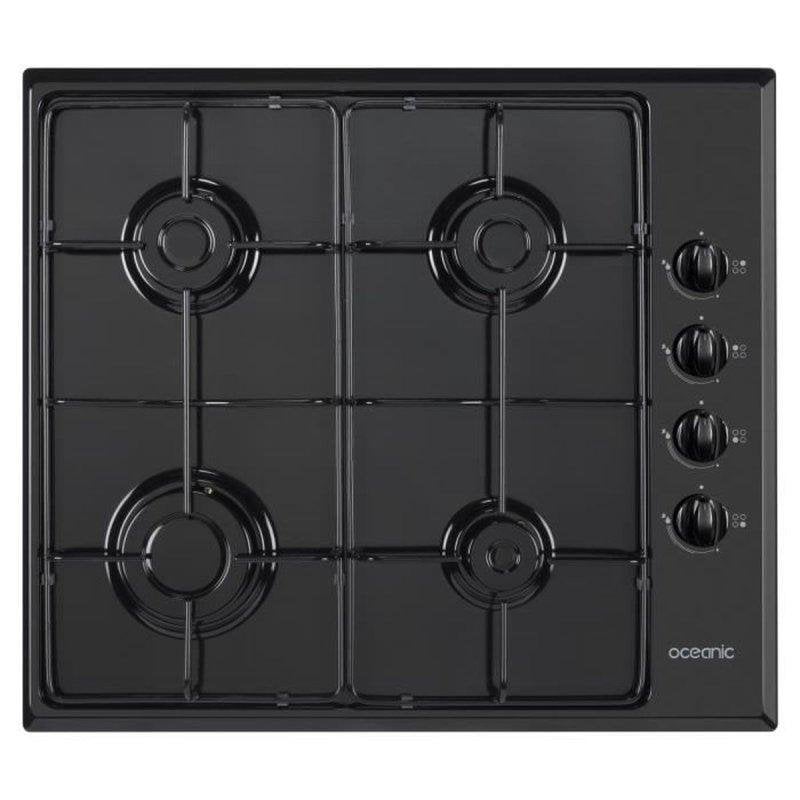 Piano cottura a gas Oceanic 4 fuochi nero smalto accensione elettrica 58x51 cm