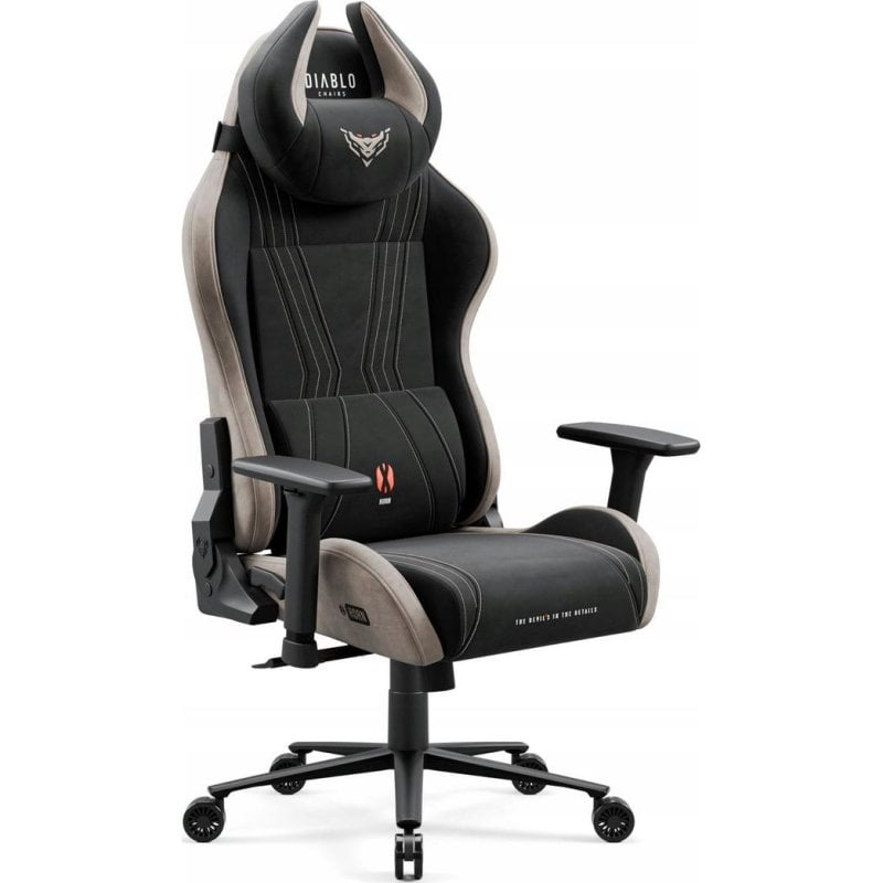 Silla gaming Diablo Chairs X-Horn 2.0 Normal Size Camel Black con soporte lumbar y tapizado Munich Suede