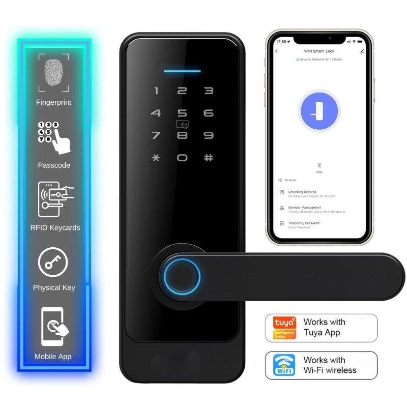 Serrure Intelligente OVO WiFi Bluetooth Ouverture Empreinte Digitale App Tuya