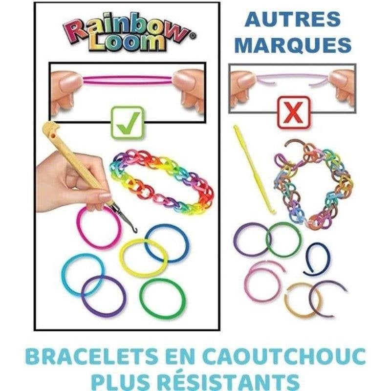 Kit de Tissage Bandai Rainbow Loom Original avec 600 Élastiques Multicolores