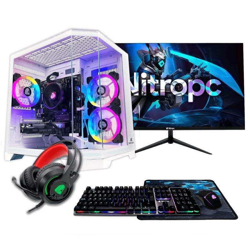 Desktop Nitropc Pack Avançado AMD Ryzen 7 5700X 16GB 1TB M.2 RTX 5060 Windows 11 Branco + Monitor 24"