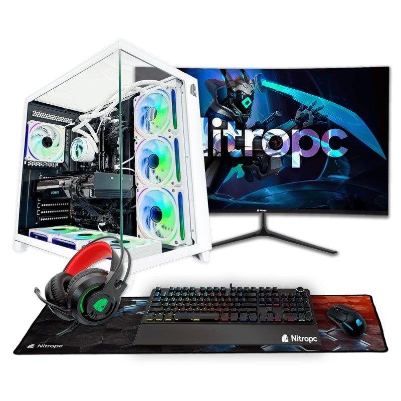 Desktop Nitropc Pack Extremo AMD Ryzen 7 5800X 32GB 1TB M.2 RTX 5060 Windows 11 Branco 27"