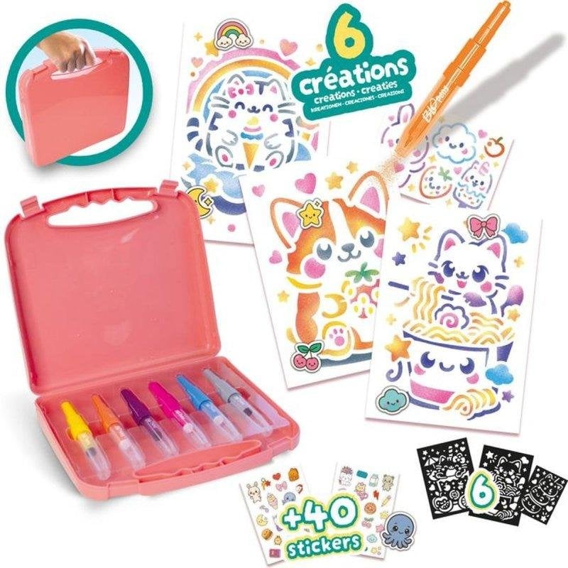 Kit Créatif Lansay Blopens Ma Mallette Kawaii 24131 – 6 Feutres à Souffler + 6 Pochoirs Réutilisables - vue 3