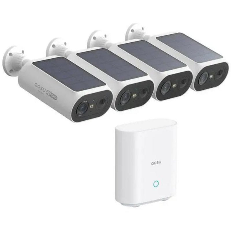 Videocamere di sorveglianza AOSU C8E-4H 2K Visione Notturna Esterna Pannello Solare Allarme Audio Bidirezionale