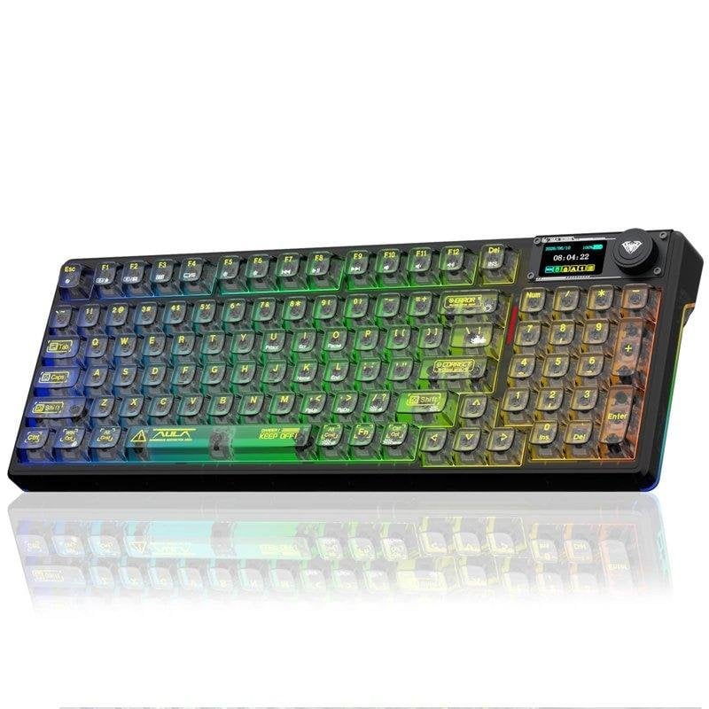 Tastiera Aula F98 Pro meccanica wireless trasparente RGB Hot-swappable