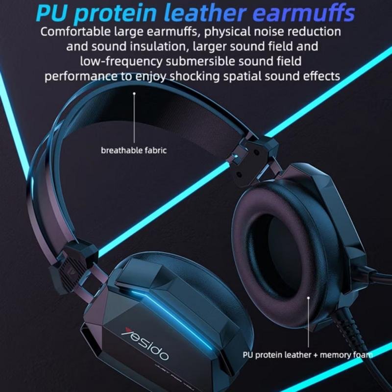Auriculares Yesido EK03 avec câble USB micro éclairage RGB et design over ear