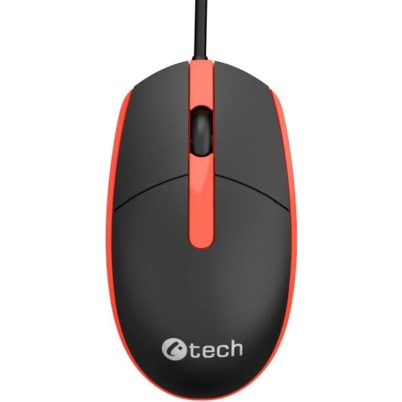 Ratón C-Tech WM-10R USB 1200 DPI Rot Schwarz mit Scrollrad