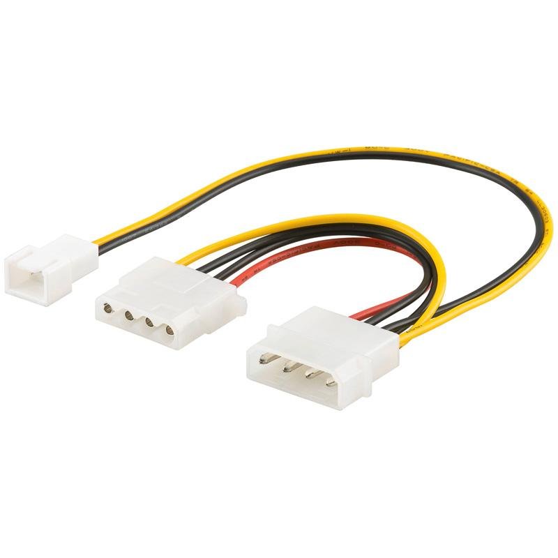 Cable alimentación interna PremiumCord 96118 Molex 4-pin a ventilador 3-pin 14 cm