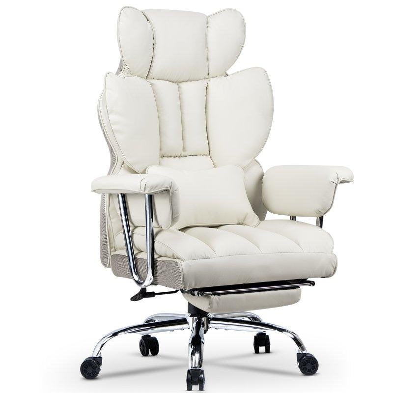Chaise de bureau Naspaluro cuir PU haut dossier repos-pieds