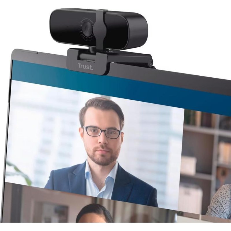 Trust Oran Webcam avec Micro et Filtre de Confidentialité Webcam USB Mise au Point Fixe 30 FPS 85% Plastique Recyclé Web Camera pour Ordinateur Portable Mac Windows Zoom Teams
