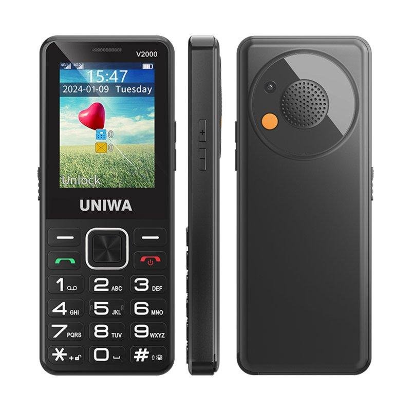 Uniwa V2000 4g Téléphone Mobile Pour Seniors Téléphone Pour Seniors Grandes Touches Sos