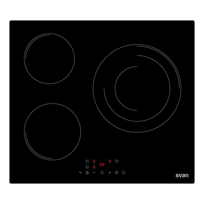 Placa de Inducción Svan OI36B00 6200W 3 Zonas Cristal Negro Táctil
