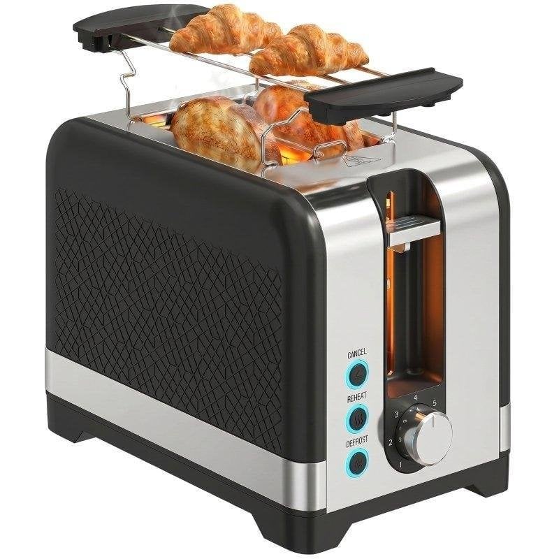 Tostadora Welltin 2 Ranuras 930W 7 Niveles Descongelar Negra