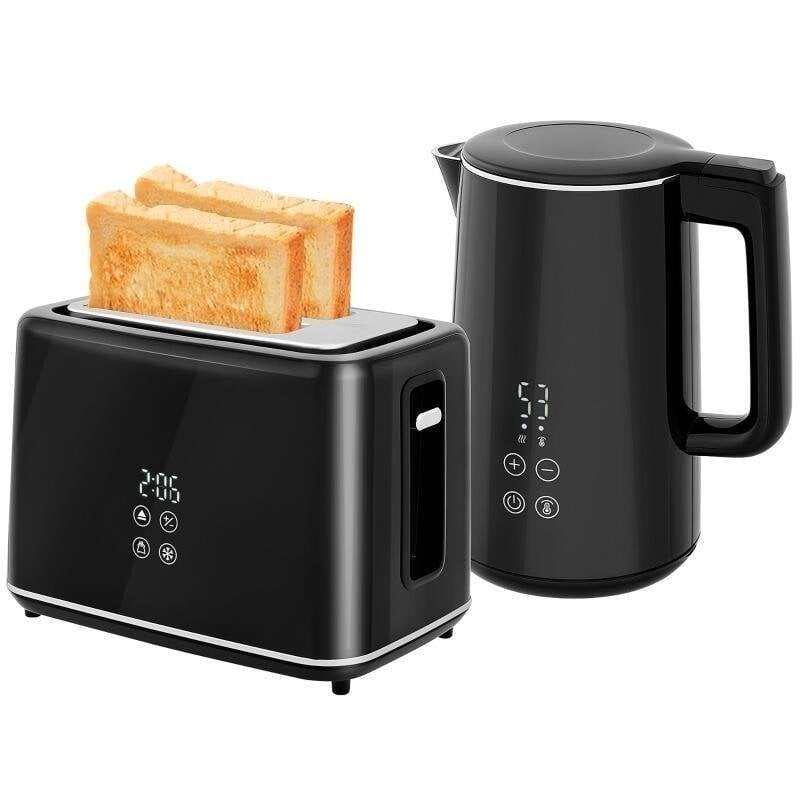Set grille-pain et bouilloire Welltin 2200 W 1,5 L 7 niveaux Noir