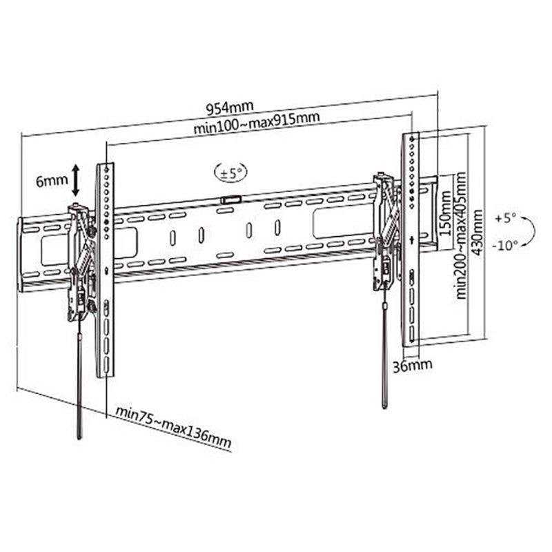 Fersay Soporte TV Pared 43 a 90" VESA 200x200 a 800x400 Máx 75Kg