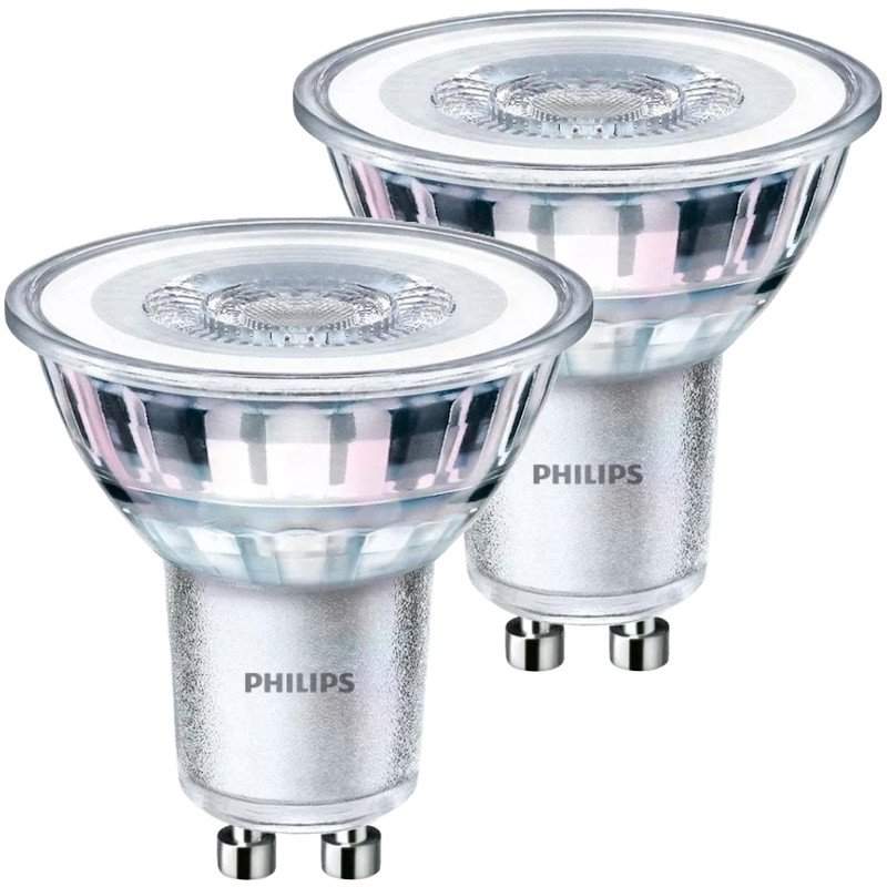 Philips Bombilla Led (pack 2un), GU10, 4,6W (Eq. 50W), blanco cálido (2700K), 355lm