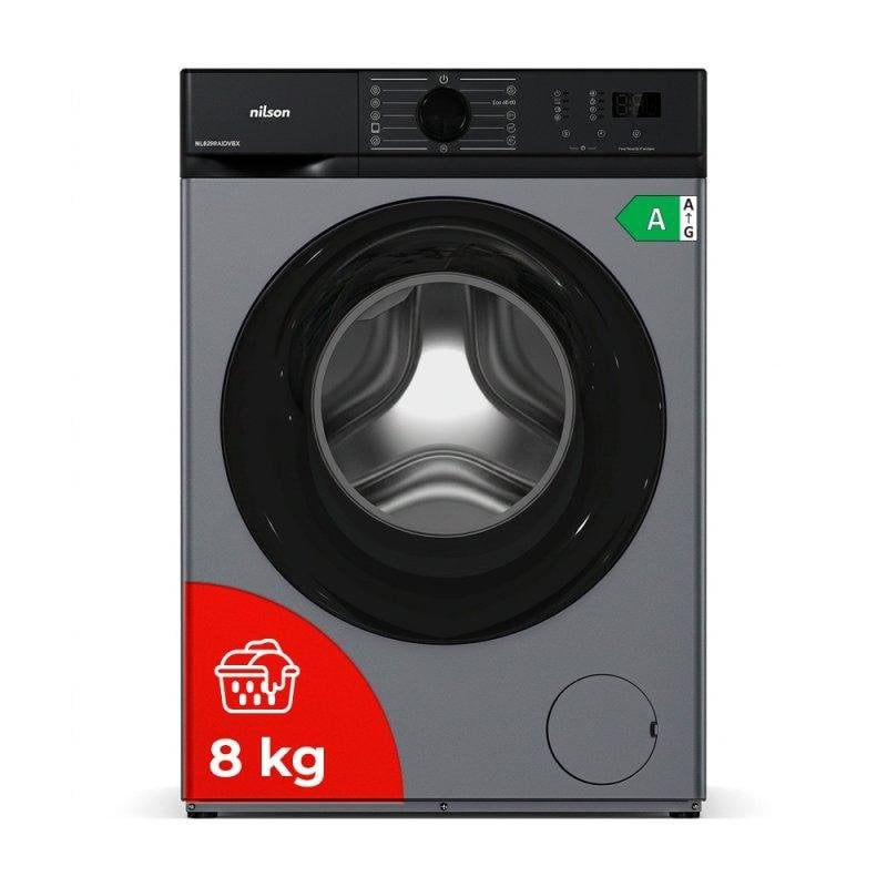 Lavadora Nilson Carga Frontal 8 Kg 1200 rpm A Dark Inox con Motor Inverter y Vapor