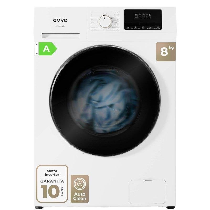 Lavadora Evvo Terra N8 Carga Frontal 8 kg 1400 rpm A Blanca 16 programas
